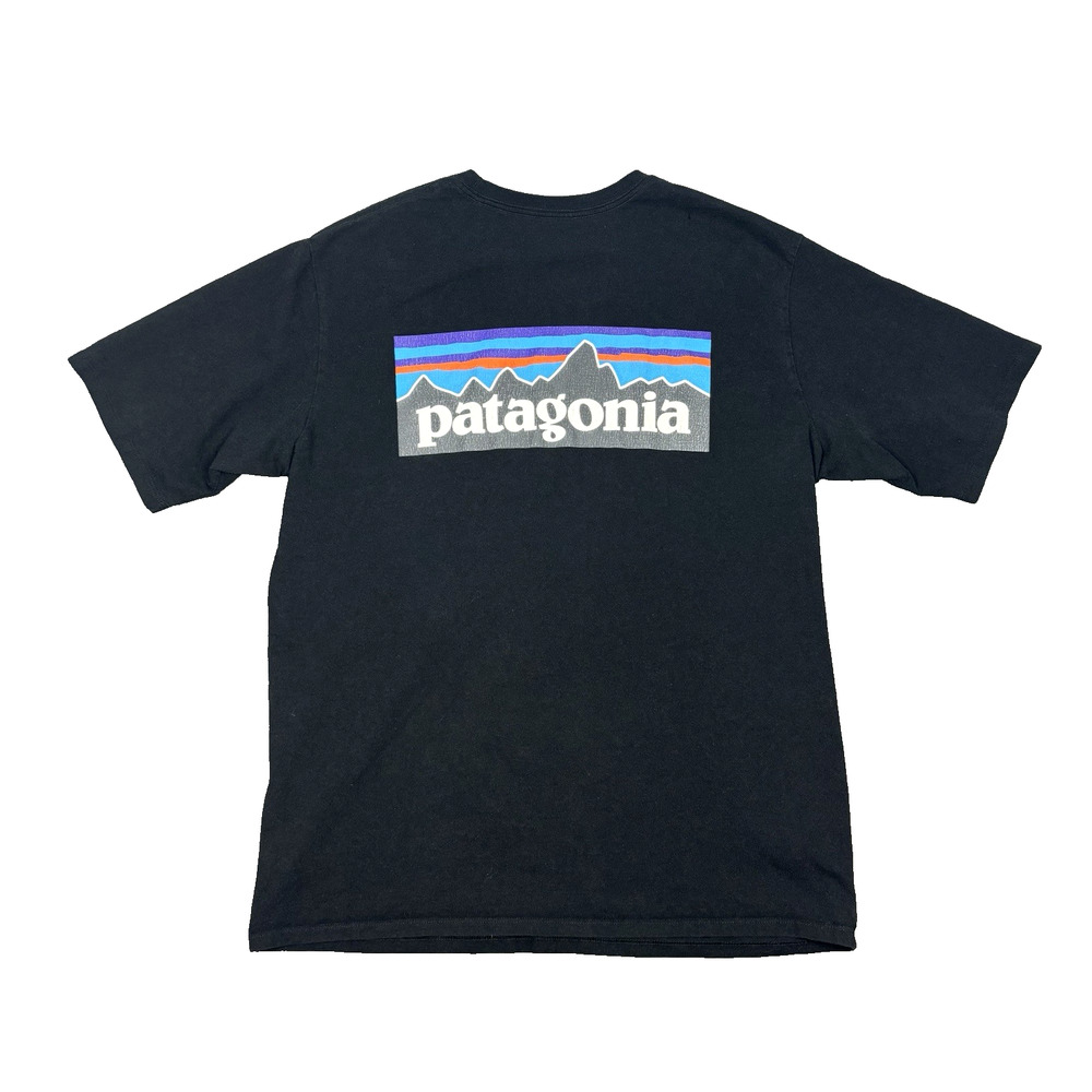 Patagonia P6 Responsibili-tee Shirt Men Medium Black Logo Short Sleeve Gorpcore‎